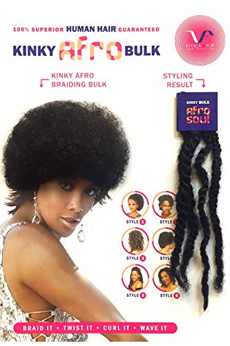 Natural Afro Curl Kinky Bulk Hair Extension - 16 Inch, 5.8 Ounce, Unprocessed Human Hair