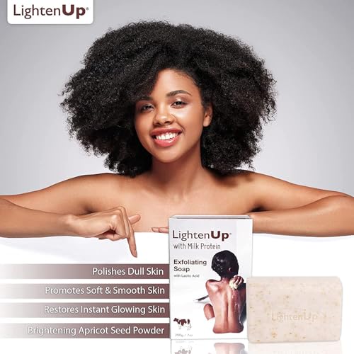 OMIC Lighten-Up Lactic Acid Exfoliating Soap 7 oz Pack of 2 Brightening Body Bar for Knees & Armpits