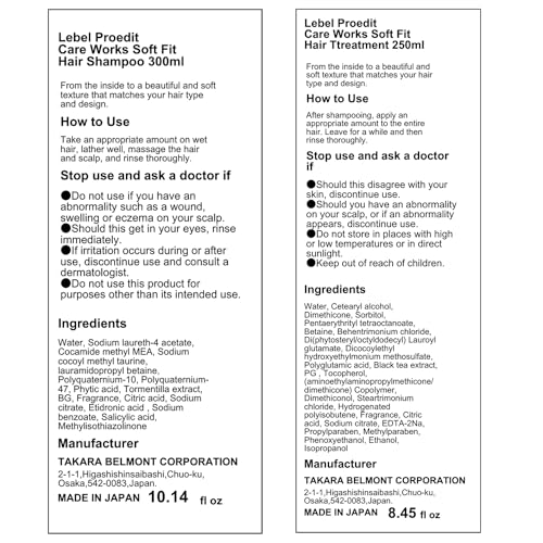 Lebel Proedit Care Works Hair Shampoo & Treatment Set - Soft Fit, 300ml & 250ml