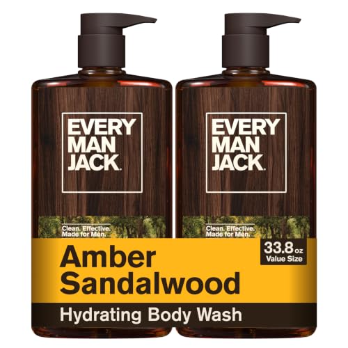 Every Man Jack Hydrating Amber Sandalwood Body Wash 2-Pack - Men’s Moisturizing Shower Gel