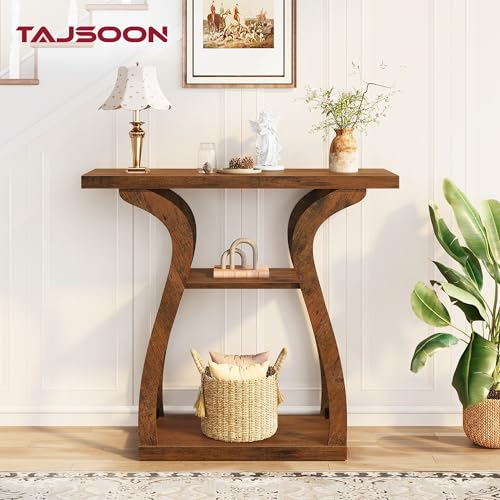 Rustic Brown 3-Tier Farmhouse Console Table for Entryway - 31.5 Inch