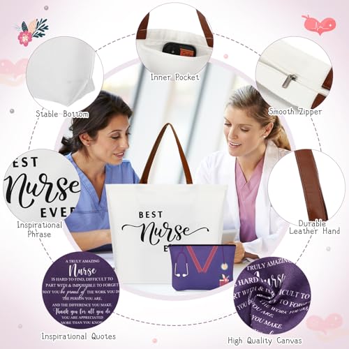 Nurse Gift Set with 20oz Insulated Tumbler Tote Bag and Candles - Purple