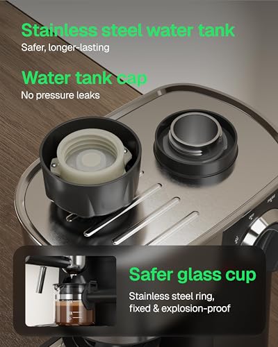 Espresso Machine with Milk Frother, 3.5 Bar Cappuccino & Latte Maker, 2-4 Cups
