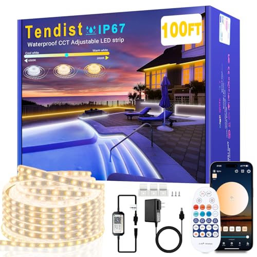 100FT Waterproof Outdoor LED Rope Lights IP67 Dimmable White & Color with Remote & App - Patio Deck Gazebo