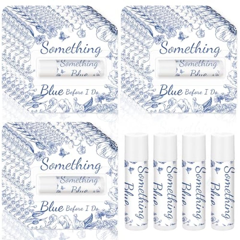 48 Pcs Something Blue Before I Do Gifts for Guests Something Blue Lip Balm Floral Wedding Party Favors Bridal Shower Travel Size Lip Balm Party Supplies for Bridesmaid Bachelorette Souvenirs