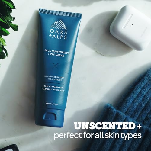 Oars + Alps Face Moisturizer and Eye Cream, Face Lotion with Aloe Leaf Juice and Vitamin E, Long Lasting, Hydrating Cream, TSA Friendly, 2.5 Fl Oz, 2 pk