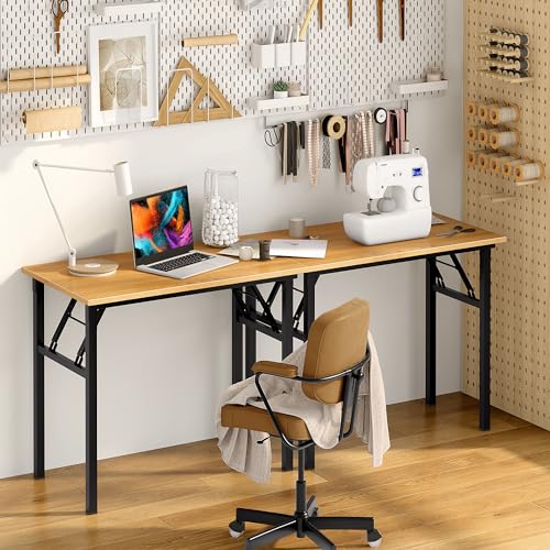 Folding Laptop Desk 47.2x23.6 in Teak & Black Frame Office Computer Table