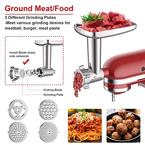 GVODE Metal Meat Grinder Attachment for KitchenAid Stand Mixer - Silver