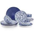 Cobalt Blue 12-Piece Dinnerware Set for 4 - Plates & Bowls, Microwave & Dishwasher Safe