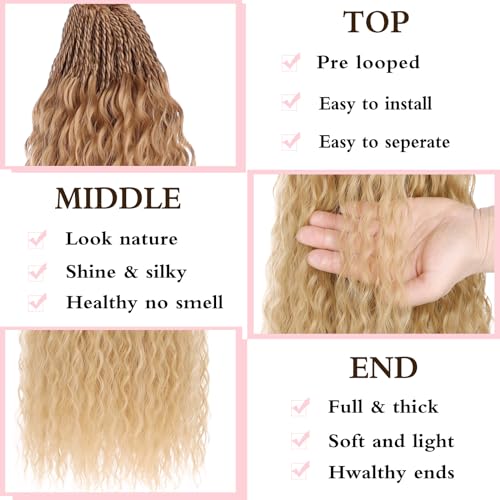 24 Inch Micro Curly Crochet Hair Extensions - Honey Blonde, 8 Packs, Variation 27#