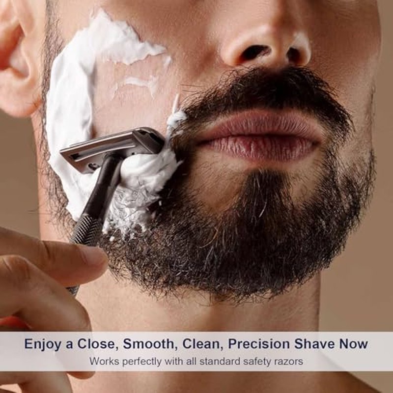 50 Count Safety Razor Blades - Platinum Coating Stainless Steel Double Edge Razor Blades, Fit Most of Safety Razors, Precision, Smooth and Comfortable Shaving, Sensitive Skin Friendly