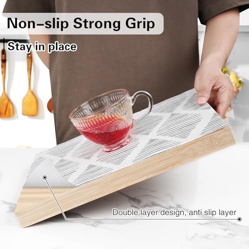 GTJ Non-Adhesive Drawer and Shelf Liner for Kitchen Cabinets, 23.6"W x 354"L, Square Stripes Pattern