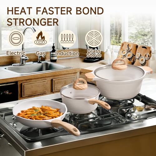 JEETEE 23-Piece White Aluminum Non-Stick Cookware Set - PFOA Free