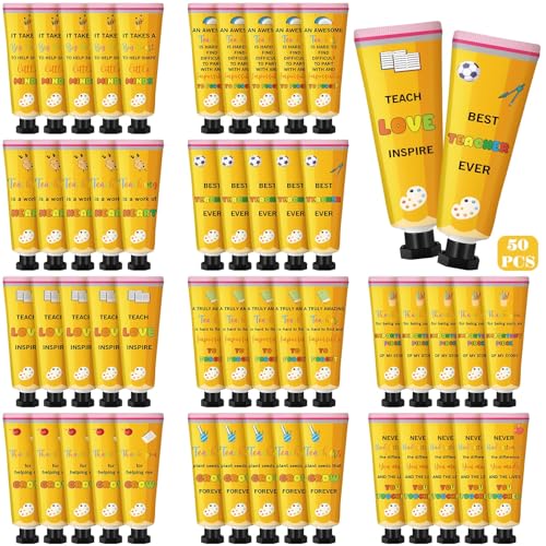 Leelosp 50Pcs Teacher Appreciation Hand Cream Gift Set with 10 Fragrances & Pencil Design
