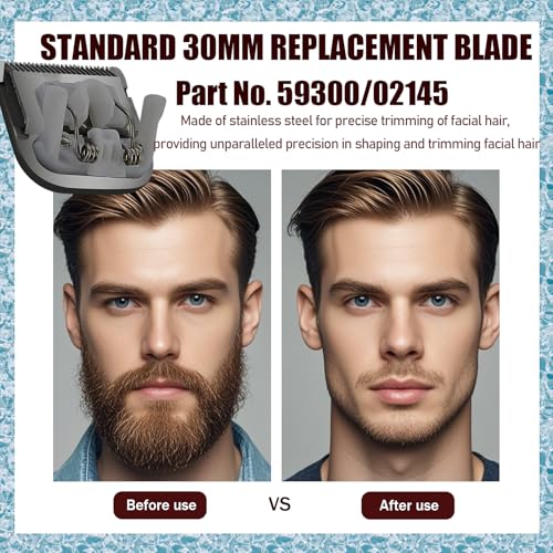 30MM Stainless Steel Replacement Blade Set for WHAL Trimmers - Black, 2 Pieces