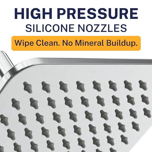 HammerHead Showers Chrome 8 Inch Square Rainfall Shower Head - High Flow, Solid Metal, Easy Install