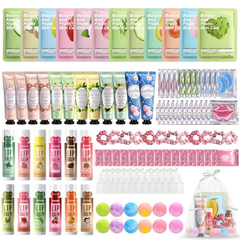 108 PCS Spa Party Supplies for Girls, Include Facial Masks, Lip Balms, Eye Patches, Hand Creams...Spa Kit for Sleepover & Slumber Party, Birthday Valentines Day Gift for Women, Spa Party Favors