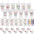 Pickmesh 24oz Teacher Gift Set - White Inspirational Straw Cup, Makeup Bag, Keychain, Ballpoint Pens