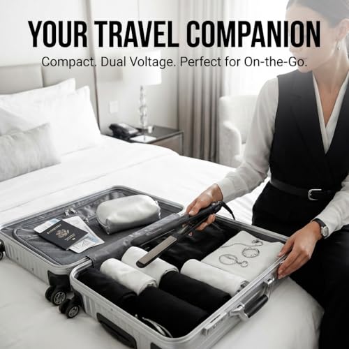 Professional Titanium Flat Iron 1 Inch Hair Straightener with Adjustable Heat up to 450°F, Dual Voltage