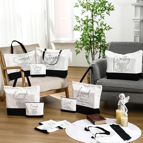 Christian Bible Verse Tote Bag Makeup Bag 12 Bible Words English Variation of THIS listing