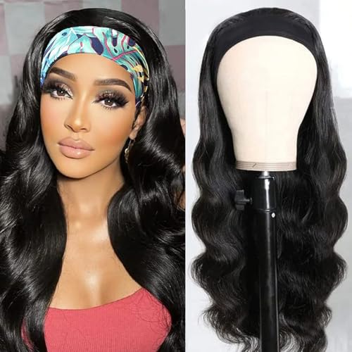 Lauberita Natural Color 18-Inch Body Wave Headband Wig 180% Density Glueless Human Hair