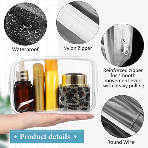 18 Pack Clear Makeup Bags with White Border - Travel Toiletry Organizer