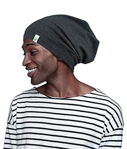 X-Large Black Satin Sleep Cap for Men with Curly Wavy Hair - 2 Pack Gift Set
