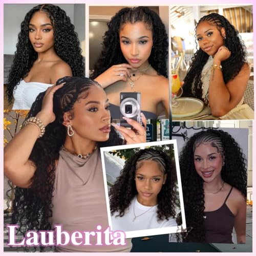 Deep Wave Crochet Hair Natural 14 Inch 50g - Feather Knotless Human Hair Bundles for Black Women