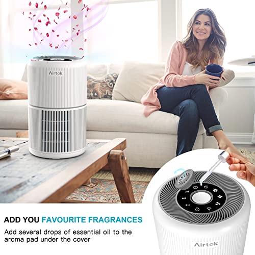 AIRTOK 2 Pack Bedroom Air Purifier with HEPA Filter for Smoke Dust Odors Pets