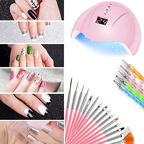 Pink Portable UV LED Nail Lamp & Manicure Kit with Nail Drill & Art Tools