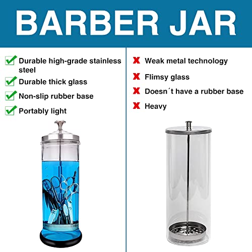 Disinfectant Sterilizer Jar - 50.7 Oz Glass for Nail & Barber Tools - Non-Slip