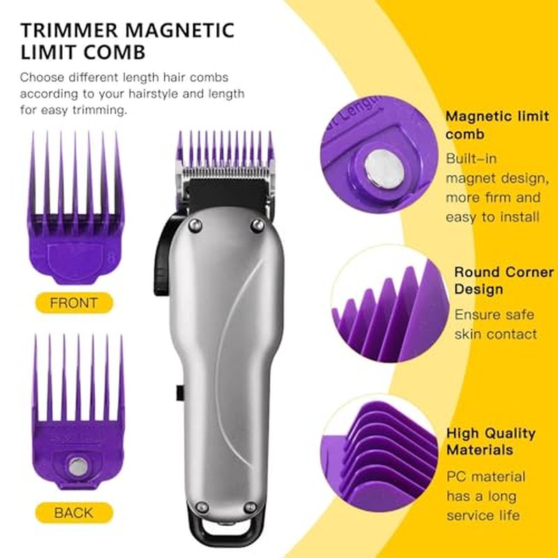 10-Pack Fit for Andis Magnetic Clipper Guards, Upgrade Professional Clipper Guard Comb Guides Fit for Andis Master Hair Clippers - 1/16" to 1"(Purple)