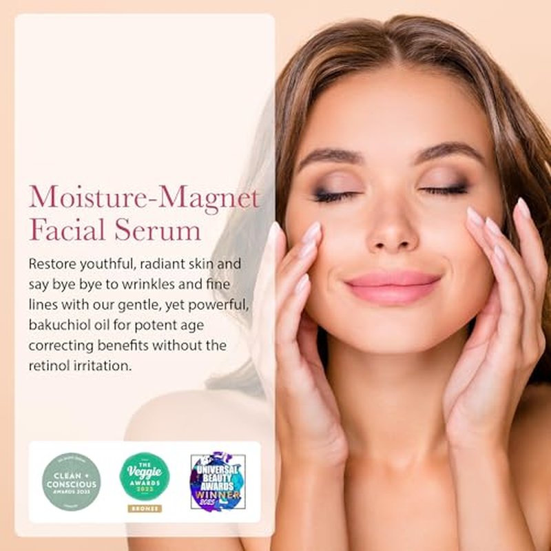 100% PURE Bakuchiol Serum Facial Oil Moisturizer + Squalane Plant Based Retinol Alternative Skincare - Daily Anti Aging Glow for Women & Men All Skin Types, Vegan - 1 Fl Oz