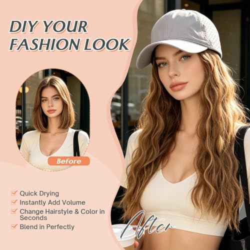 Adjustable Baseball Cap Wig with Breathable Mesh for 18 Inch Medium Brown Dark Blonde Hair - Grey Cap