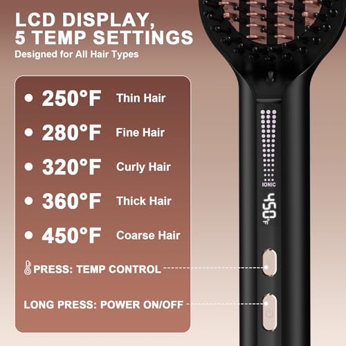 Ionic Hair Straightener Brush for Women - Anti-Frizz & Curly Hair Styling