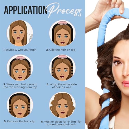 Heatless Curling Rod Set with Mulberry Silk - Blue Variation