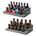 MyGift Set of 2 Vintage Gray Wood 3-Tier Essential Oil Display Stands, Countertop Organizer Rack for 17 Bottles Each