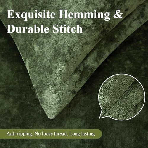 King Crushed Velvet Comforter Set - Luxurious Green Bedding 5 Pieces