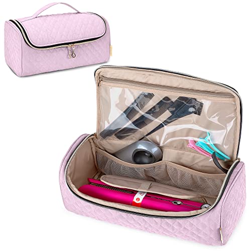 Yarwo Travel Carrying Case Compatible with Dyson Hair Airstrait Straightener and Attachments, Portable Storage Bag for Flat Curling Iron and Hair Tools Accessories, Pink (Patent Pending)