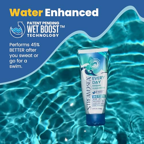 Active Mineral Sunscreen SPF 45 - Reef Safe, Water Resistant, SPF 45, 80 Min - Stream 2 Sea