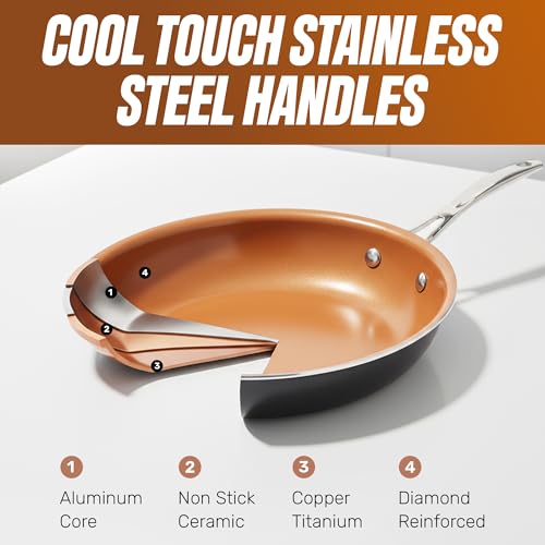 12 Piece Nonstick Titanium Ceramic Cookware Set with Steamer - Gotham Steel