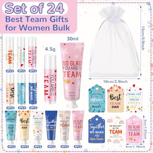24set/96pcs Best Team Ever Gifts Team Appreciation Thank You Gifts for Coworkers Women Employee Appreciation Gift Party Favors Basket Stuffers Items Travel Hand Lotion and Lip Balm Set