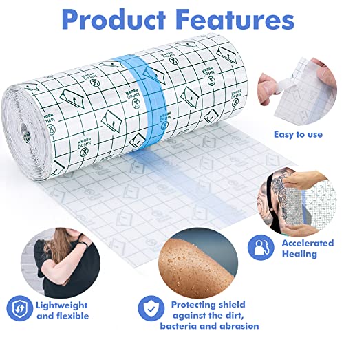 VOOVAO Waterproof Tattoo Aftercare Wrap Bandage 5.9in x 10.9yd Second Skin Healing