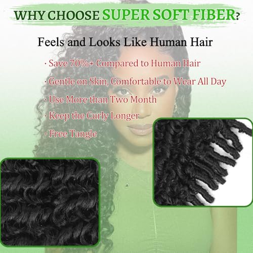 Burmese Curly Crochet Hair 8 Packs - 18 Inch Knotless Spiral Curl Extensions - 1B
