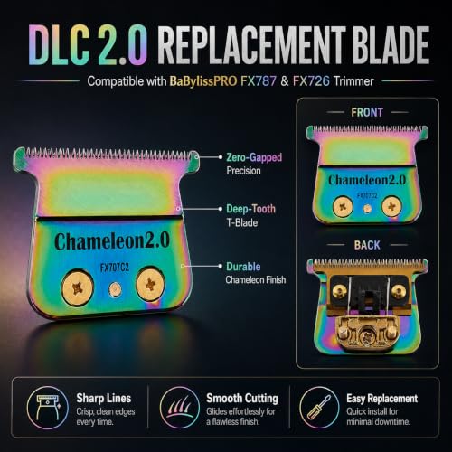 7 Colorful Replacement Blades for BaBylissPRO FX787 & FX726 Trimmers - Outlining & Detailing