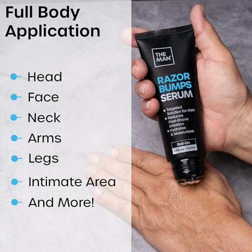 Vanibiss Men's Razor Bumps Serum - Ingrown Hair & Post-Shave Skin Care, Metal Roll-On, 3.5 fl oz