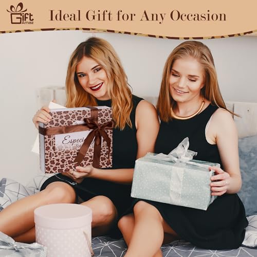 Leopard Print Spa Gift Set for Women - Self Care Home Bath Kit with Slippers & Bath Salts