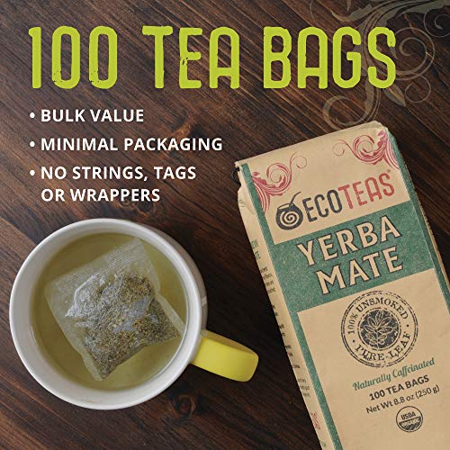 ECOTEAS Organic Yerba Mate Tea Bags Unsmoked - 100 Count Pack of 3