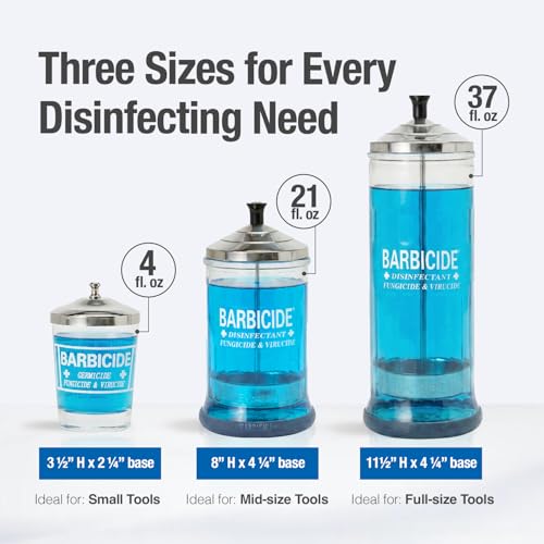 Large Disinfecting Jar - 37.2 Fl Oz Professional Tool Sanitizer for Combs Brushes Nails