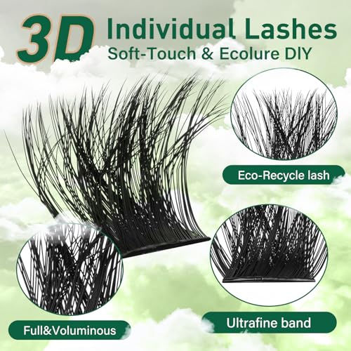 DIY Lash Extension Kit 280Pcs Individual Eyelash Extension Kit 40D50D 0.07D Curl 9-16MIX Lash Clusters Kit with Lash Glue Remover Applicator Easy to Use for Beginners